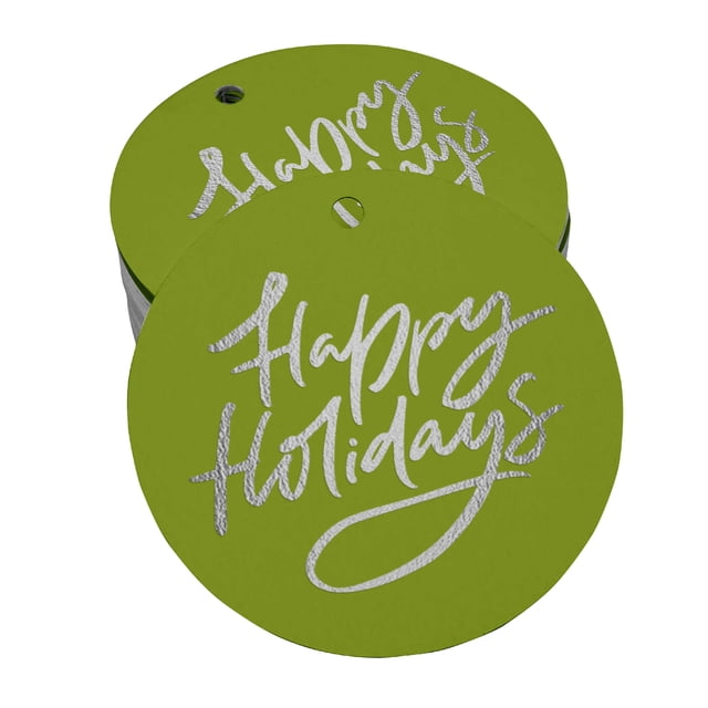 Inkdotpot Silver Foil Paper Hang Tags Happy Holiday Favor Tags 50 Pieces