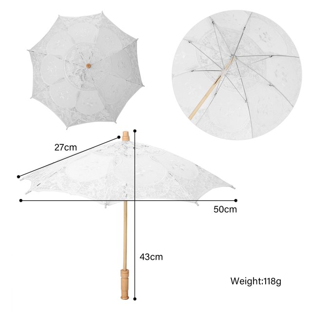 Handmade Lace Flower Embroidery Parasol Wedding Bride Photography Umbrella