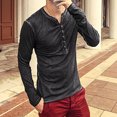thumbnail image 2 of Pompotops Man V Neck Long Sleeve Shirts Button On Slim for Shirt Leisure Solid Color Top on Sale, 2 of 6