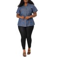 thumbnail image 2 of GRACE & GRANDEUR Women's Plus Workout Tops Chest Pocket Button Down Denim Shirts, 2 of 6