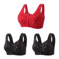 thumbnail image 1 of Bigersell Soutien-Gorge à Fermeture devant 3 Pcs Soutien-Gorge Couvrance Totale Style R-82 Soutiens-Gorge Rembourrés Respirants Lot R-82-red, 1 of 5