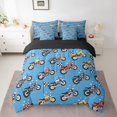 thumbnail image 2 of Erosebridal Cartoon Motorcycle Bedding Sets Full Size, Checkered Flag Comforter Sets with Sheets, Modern Sports Decor, Reversible, 2 of 5
