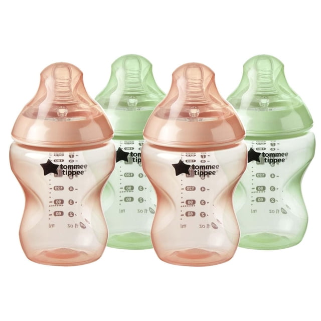 Tommee Tippee Closer Bouteilles pour bébés, Mamelons de type seins avec valve anti-colique, 4x9oz Bouteilles