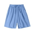thumbnail image 1 of Tranfacy Shorts pour Femmes, Shorts d'Été pour Femmes, Pantalon Court en Imitation Imprimée et Lin pour Femmes, 1 of 3