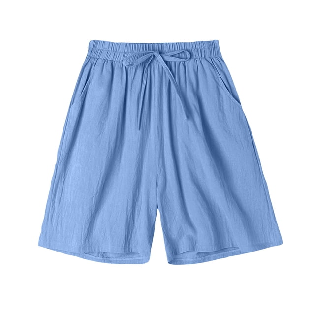 Tranfacy Shorts pour Femmes, Shorts d'Été pour Femmes, Pantalon Court en Imitation Imprimée et Lin pour Femmes