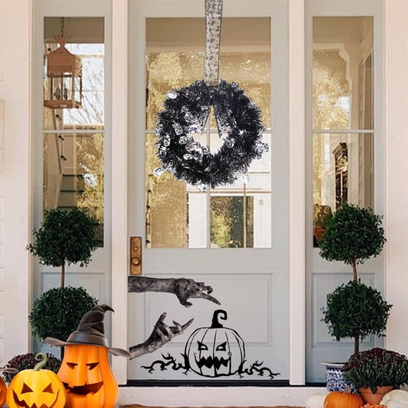 YIMWNYI Halloween Garland Wreath Decoration, Halloween Decor, Halloween Door Wreath, Indoor Outdoor Decoration, Fall Decor, Festive Wreath for Home