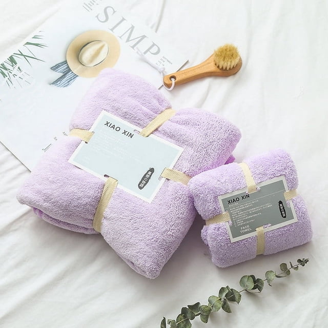 TopLLC Cotton 2 In 1 Bath Towel And Face Towel Soft-Bath Towels Set OF