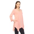thumbnail image 2 of White Mark Women's Empire Waist V-Neck 3/4 Sleeve Tunic Top, 2 of 6
