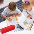 thumbnail image 1 of Red Students Simple Oxford Cloth Pencil Bag Large Capacity Stationery Organizer Compact Opening Design Red School Supply, 1 of 6