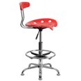 thumbnail image 3 of Vibrant Cherry Tomato and Chrome Drafting Stool with Tractor Seat, 3 of 9
