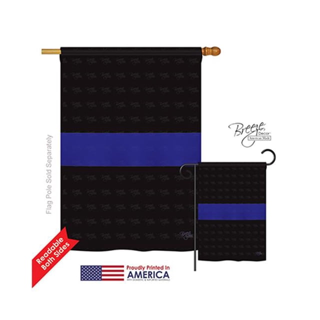 Breeze Decor 08240 Drapeau de Maison à Impression Verticale Bidirectionnelle à Rayures Bleu Militaire - 28 x 40 Po