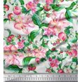 thumbnail image 1 of Soimoi Polyester Crepe Fabric Leaves & Buds Flower Decor Fabric Printed Yard 42 Inch Wide, 1 of 3