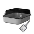 thumbnail image 4 of Ruiboury Open Top Pet Litter Box Portable Litter Bedpan Cat Pan Kitty Sand Box Toilet gray 40x28x16cm, 4 of 6