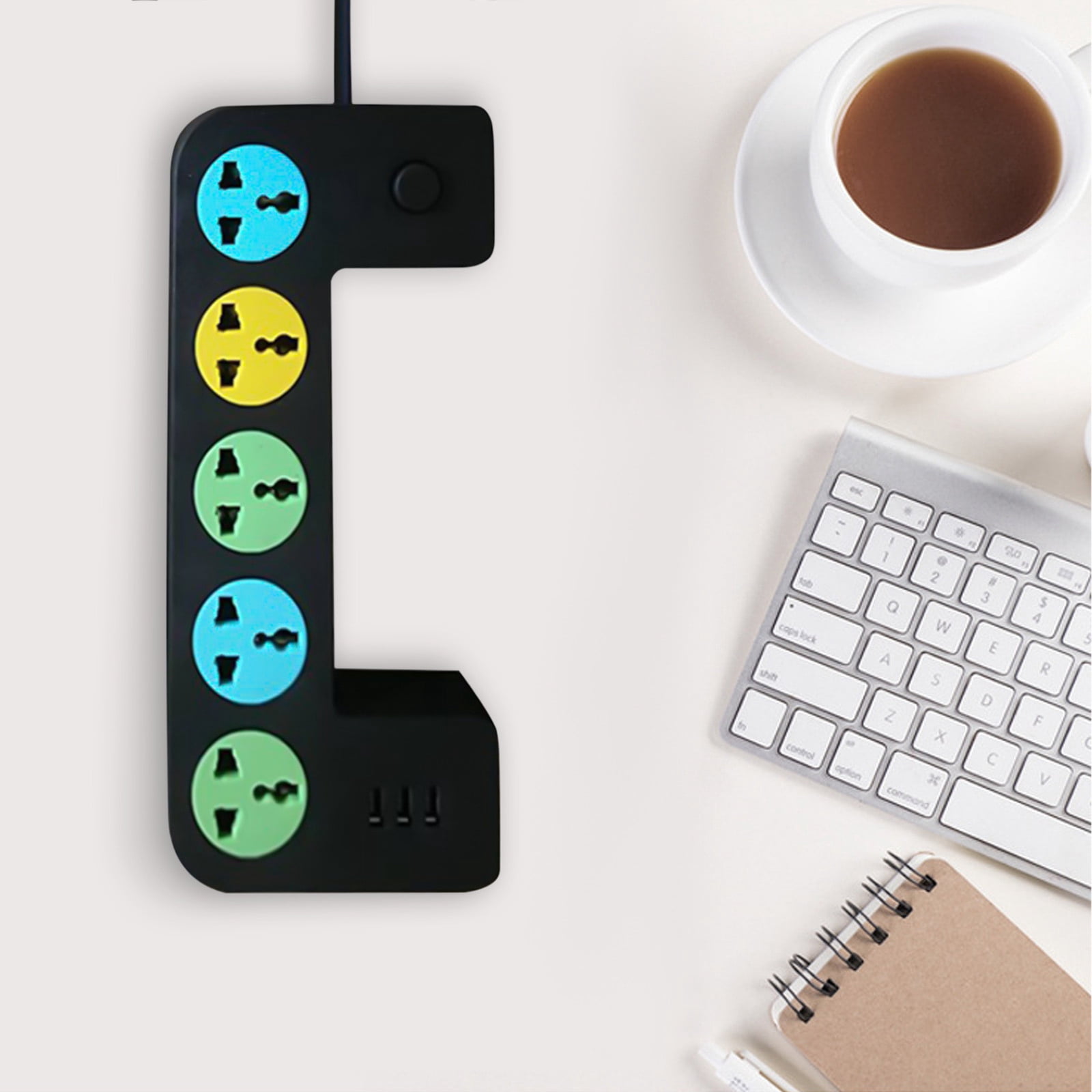 Cameland Travel Power Strip,6.56Ft Extension Cord with 3 Usb Ports and 5-Outlet,Ultra-Compact Wide Spaced Multi Outlets Plugs Sockets,Room,For Room,Work