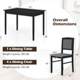 thumbnail image 3 of Costway 5 PCS Dining Table Set for 4 with Rubber Wood Legs Upholstered Seat Padded Backrest Gray, 3 of 10