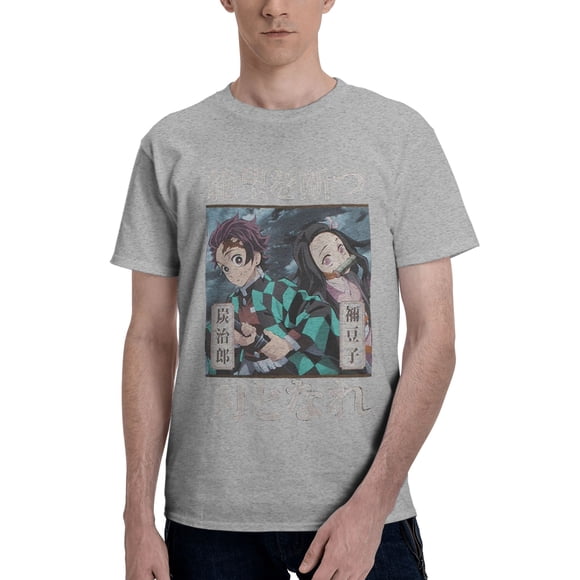 Dem-on Anime SLA-yer (4) T-Shirt Basique à Manches Courtes pour Homme Gris 3X-Grand