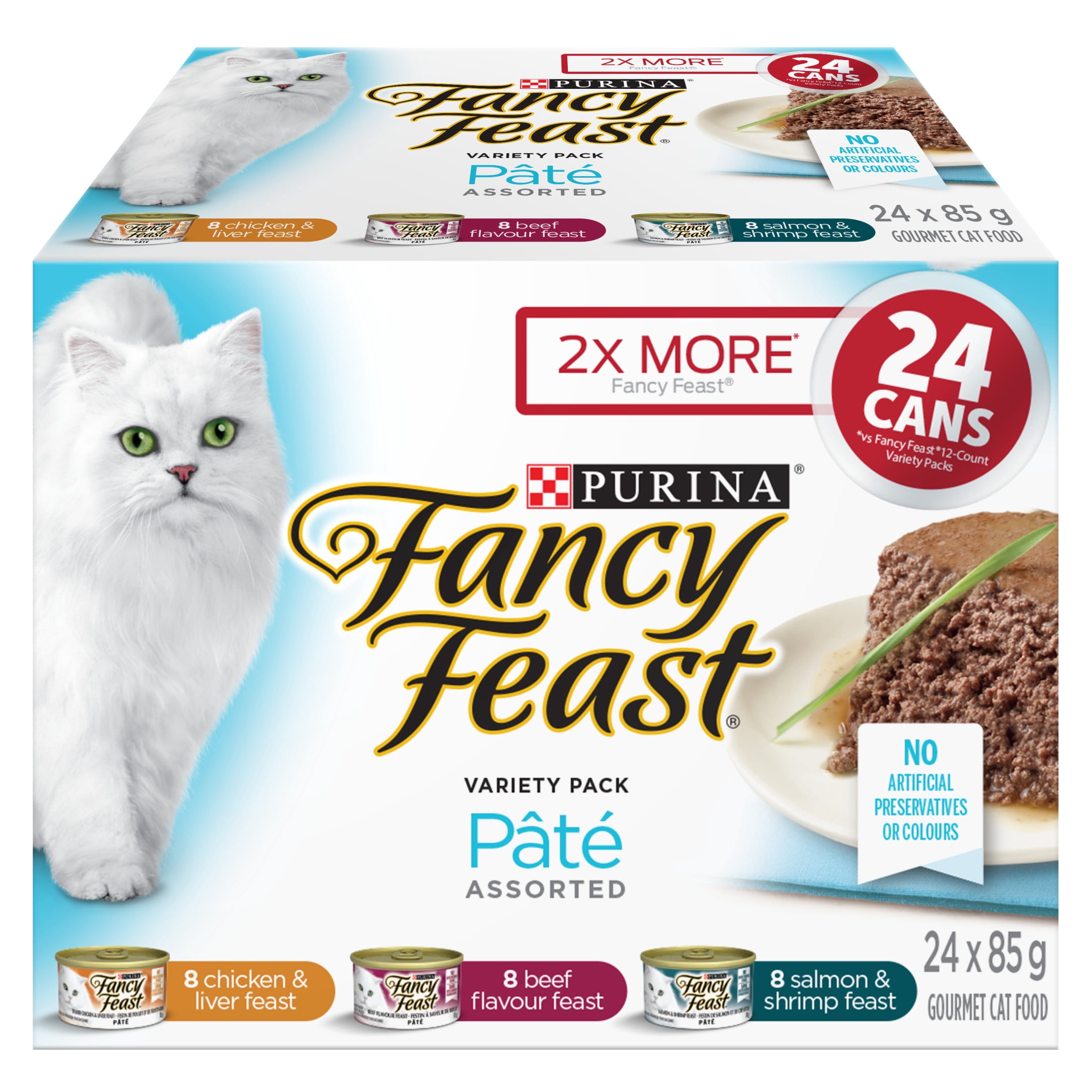 Fancy Feast Pate Assorted Variety Pack, Wet Cat Food, 85 g x 24
