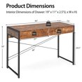 thumbnail image 4 of Costway Computer Desk Metal Frame Study Table Home Office Workstation w/2 Drawers Rustic, 4 of 10
