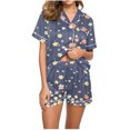 thumbnail image 1 of Jamicy Pyjama d'Halloween pour Femmes, Mode Décontractée, Imprimé, Haut à Manches Courtes avec Col à Revers et Short, Ample et Confortable, Ensemble de Pyjama pour la Maison, 1 of 4