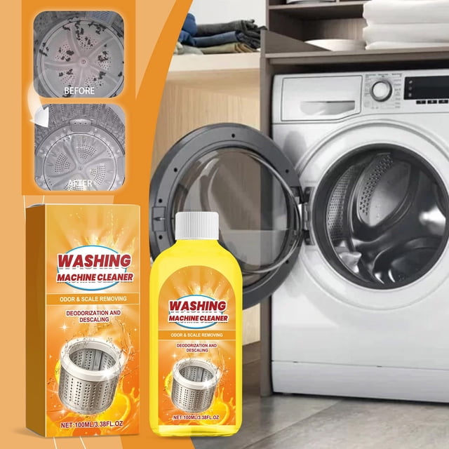 Washing Machine Cleaner 100ml | Powerful Liquid Descaling Solution for Drum & Tub | Odor Eliminator Fast Acting | Non-Corrosive Suitable for Automatic Washers | Deep Clean Removes Residue &