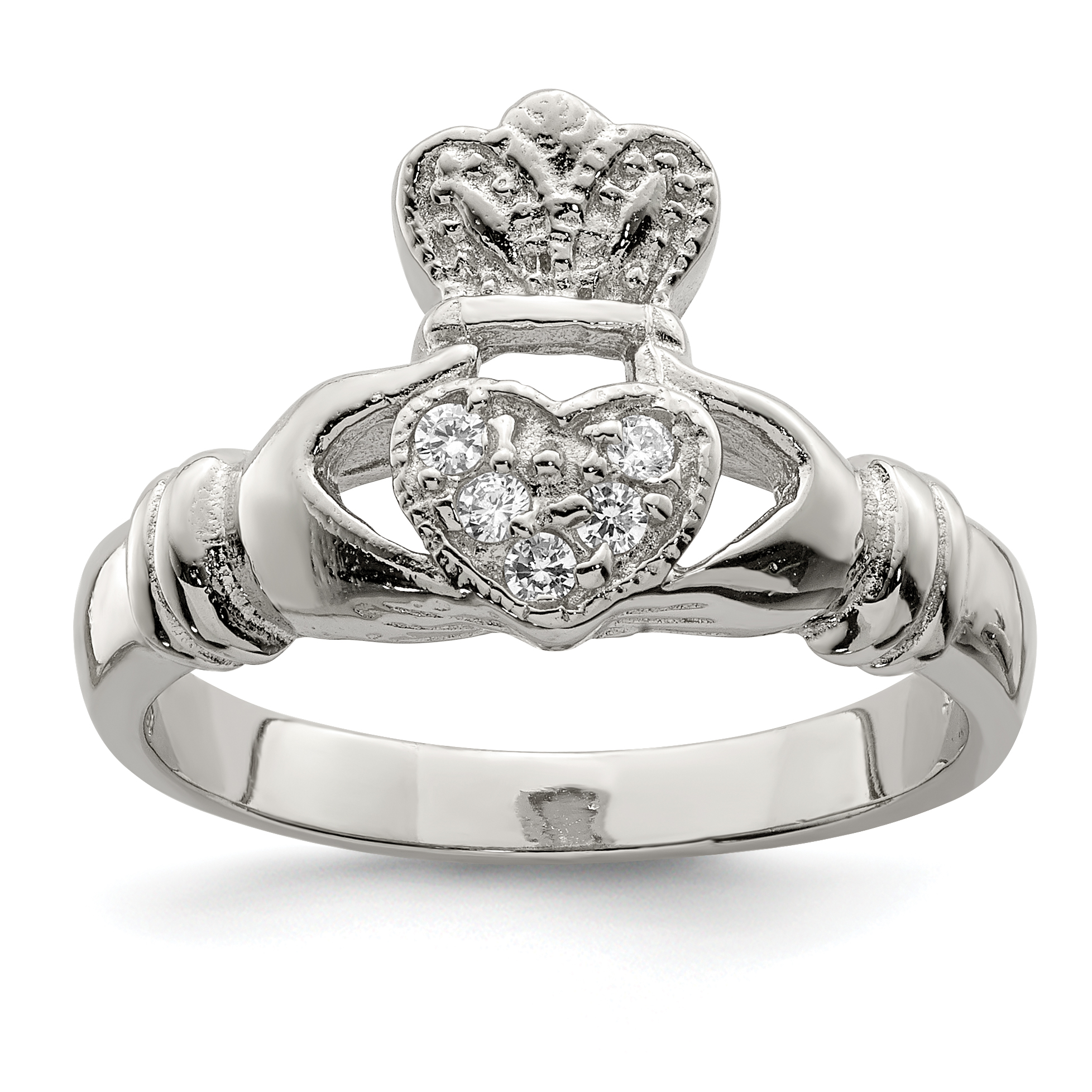 Bague Claddagh en Argent Sterling 925 avec Zircon Cubique