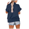 thumbnail image 4 of fheaev Button Up Shirts For Women Roll Up Short Sleeve Button Down Cotton Linen T-Shirts With Pocket V-Neck Work Tunics Blouse Collared Tops, 4 of 9