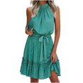 thumbnail image 2 of EGNMCR Robes d'Été Femmes Tendance 2024 Mode Femmes Robe Décontractée à Imprimé Floral Sans Bretelles à Volants Bandage, 2 of 5