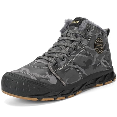 YOUSNH Men New Large Size Plush Thermal Non Slip Camo Snow Boots Outdoor Adventure Camping Mountaineering Boots Mens Boots Grey 10