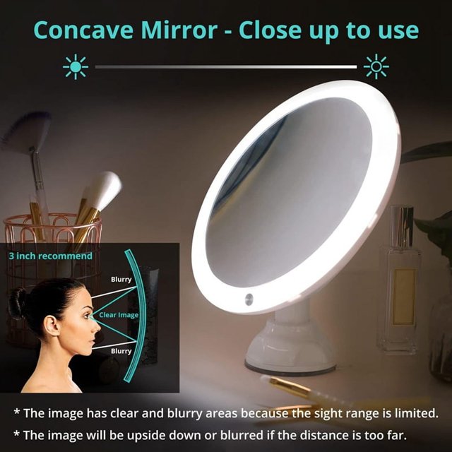 10X Smart Makeup Magnifying Mirror LED Supplementary Light Mirror Suction Cup Wall-Mounted for Vanity Bathroom Travel,1 x LED Magnifying Mirror,White