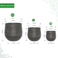 thumbnail image 3 of Pot de Plante Moderne Élégant en Résine Côtelée avec Trou de Drainage – Grande Fleur Ou Arbre pour Intérieur Extérieur - Léger Résistant aux Intempéries pour Patio Balcon (Noir Vintage, Combo 3 Tailles : 11.8 Pouces + 15.7 Pouces + 21 Pouces), 3 of 5