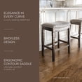 thumbnail image 2 of Maven Lane Adrien Saddle Kitchen Bar Stool in Walnut Finish w/ Grey Fabric Upholstery, 2 of 6