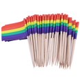 thumbnail image 3 of KAKOWELY fruit pick Pack of 200 Racing Flag Toothpicks Flag Picks Appetizer Toothpick Sticks Flag for Cocktail Party (Rainbow Pattern)1.18"X0.08"X2.56", 3 of 4