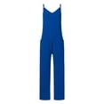 thumbnail image 4 of TrendOFT Jumpsuits For Women Casual Summer Solid Loose Pocket Spaghetti Strap Wide Leg Womens Overalls Rompers Blue M, 4 of 5