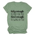 thumbnail image 1 of Qertyioot Hauts pour Femmes Chemise à Manches Courtes Imprimée Lettres Décontractée Blouse, 1 of 3