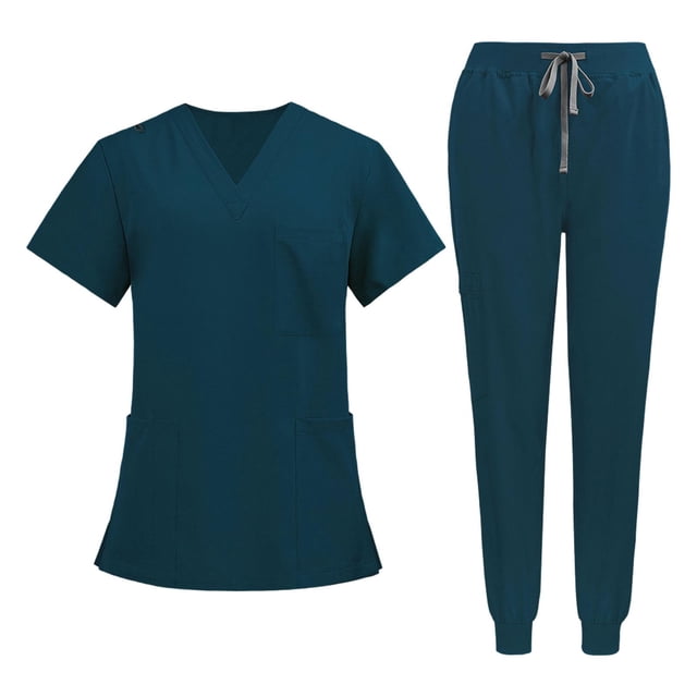Esquirla Nursing Uniform Scrub Set Nurse Top and Pants V Neckline Clothes Work Suits XL