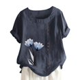 thumbnail image 1 of Birdeem Womens Summer Casual Round Neck Short Sleeve Printing Loose Shirt Tops, 1 of 1