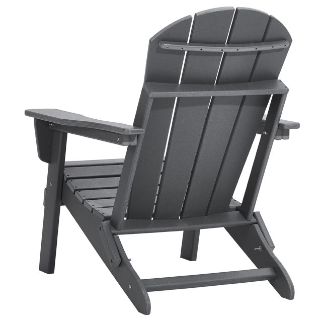 KFFKFF Adirondack Chair Set of 2, Durable Plastic, Foldable for Easy Storage, Outdoor Patio Chair with Cup Holder, Comfortable Arm Rests, Ideal for Garden and Backyard Use - Gray
