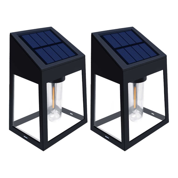 Solar Wall Lights Up and Down Ip65 2 Pack Plastic Black Outdoor Waterproof for Courtyard Garden Porch Embellishment