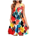 thumbnail image 2 of Ovzne Robes d'Été pour Femmes 2025 Robe de Plage Femmes Décontractée Grande Taille Sans Manches Col Rond Imprimé Robe Courte Robe d'Été Imprimée Liquidation, 2 of 5