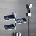 thumbnail image 4 of Wall Mounted Soap Holder | 1-4 Layer Rotatable Soap Storage Box with Self-Adhesive Suction Cups for Bathroom & Kitchen | Gray Plastic Soap Dispenser Organizer, 4 of 8