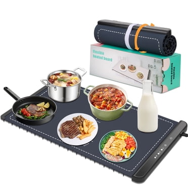 Plateau Chauffant Électrique, Tapis Chauffant en Silicone pour Aliments, Chauffe-Aliments Pliable, Plaque Chauffante Pleine Surface, 3 Niveaux de Température et de Minuterie pour Rassemblements Fêtes Jours Fériés Buffet Usage Quotidien