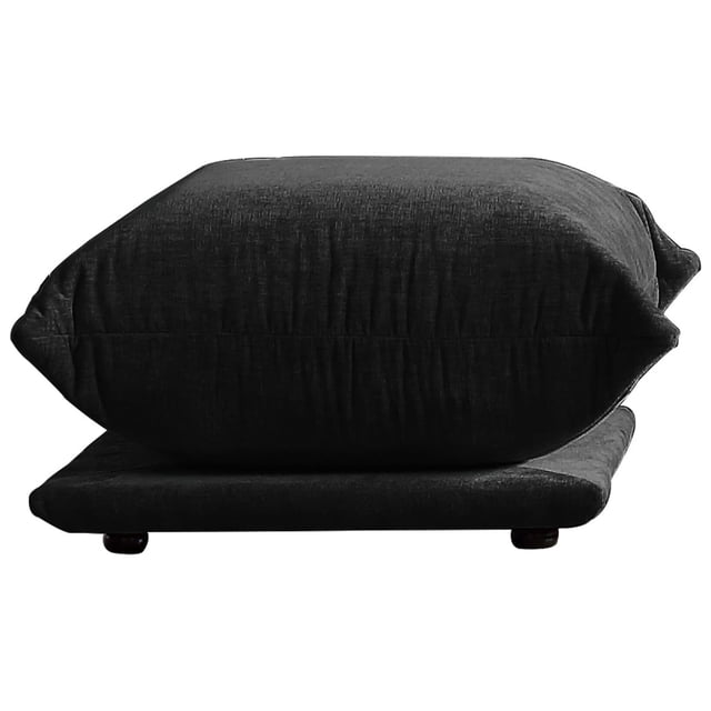The Magic Home Modular Floor L-Shaped Chenille Sectional Sofa, Black front-facing, low-profile L-shaped modular sectional in black chenille with smooth textured upholstery, square low arms, removable modular seats for reconfigurable seating and a visible LED indicator on the base, shown on a plain studio floor; also suitable for creating flexible lounge or media seating arrangements.