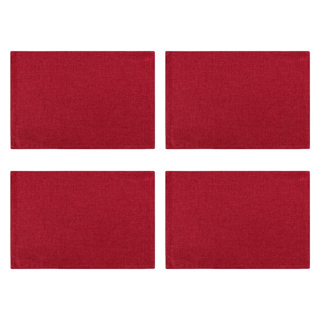 maskred 4 Pcs Napperons en Lin à Double Couche Napperons de Table à Manger Vaisselle Lavable Tapis Résistant aux Taches Maison Rouge Vin