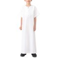 thumbnail image 4 of Boys' Lightweight Muslim Robe - Breathable Arab Middle Eastern Thobe with Pockets, Zip-Up Loungewear for Summer, 4 of 9