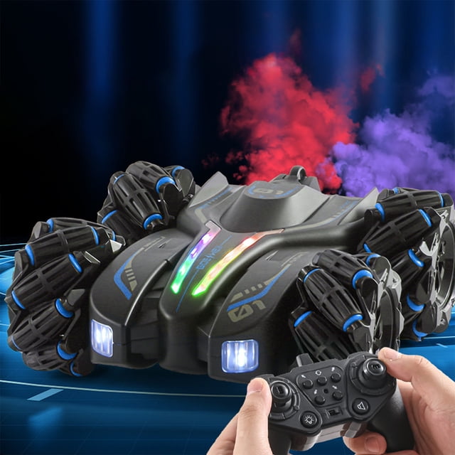 Dvkptbk Remote Control Vehicles Double Spray Remote Control Stunt Drift Car Four-Wheel Drive Power with Light Music Double-Sided Car Children's Toys Car Model