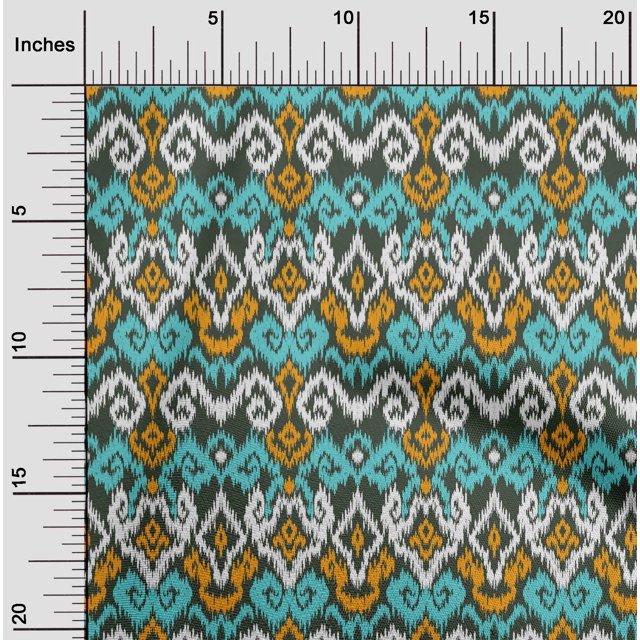oneOone Cotton Poplin Fabric Diamond & Swirl Ikat Printed Craft Fabric BTY 56 Inch Wide