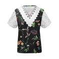 thumbnail image 5 of LSLJS Womens Lace Hollow Out T Shirt Summer Sexy Print Short Sleeve Lace V Neck Shirt Tops, 5 of 5