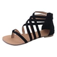 thumbnail image 1 of Ladies Flat Sandals Zipper Open Toe Slippers Roman Shoes Summer Beach Sandals, 1 of 9