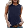 thumbnail image 2 of Débardeurs pour Femmes Zeophrasy Chemise Sans Manches pour Femmes Couleur Unie Col Rond Chemise Décontractée Débardeurs Blouse Sans Manches Excellent Cadeau à Petit Prix Bleu Marine G, 2 of 6