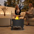 thumbnail image 2 of Outsunny Foyer Extérieur Brasero avec Grille de Cuisson Collecteur de Cendres Tisonnier, Noir, 2 of 10